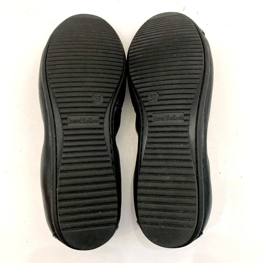 Josef Seibel Pippa Ballet Flats Womens 6-6.5 EU 37 Black Leather Patent Cap Toe